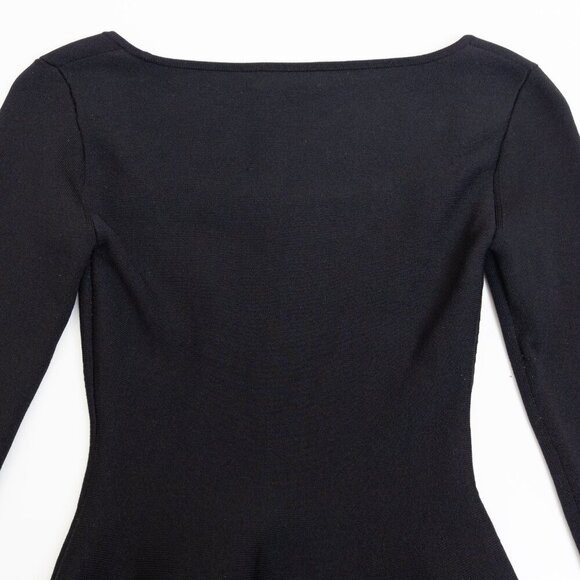 Babaton Aritzia Sculpt Knit Long Sleeve Peplum Top Square Neck Black - Picture 7 of 12